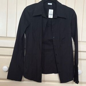 Suzy Shier Black Button Down Shirt